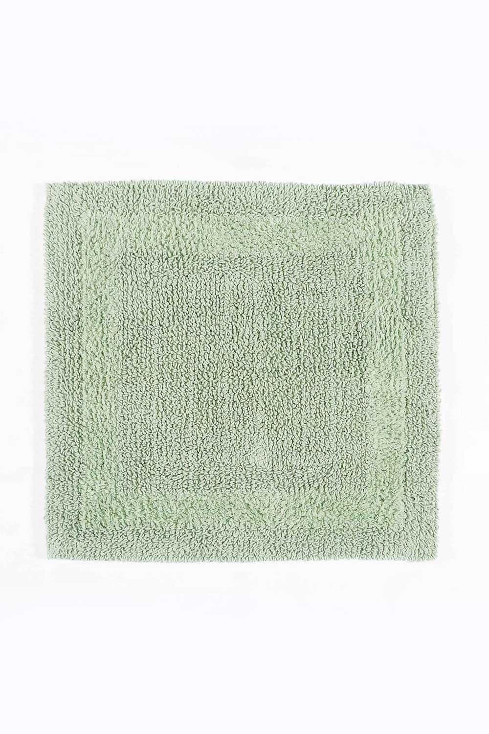 Homescapes Luxury Square Bath Mat 1600GSM 100% Cotton Reversible Shower Mat, 50cm in Pale Green
