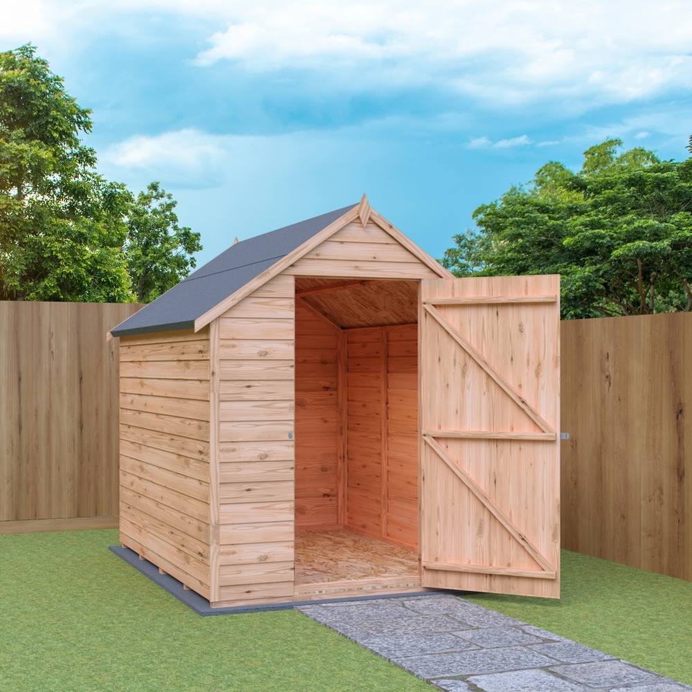 Shires Overlap 7 x 5 Feet Dip Treated Value Range Apex Shed Single Door in Brown 4