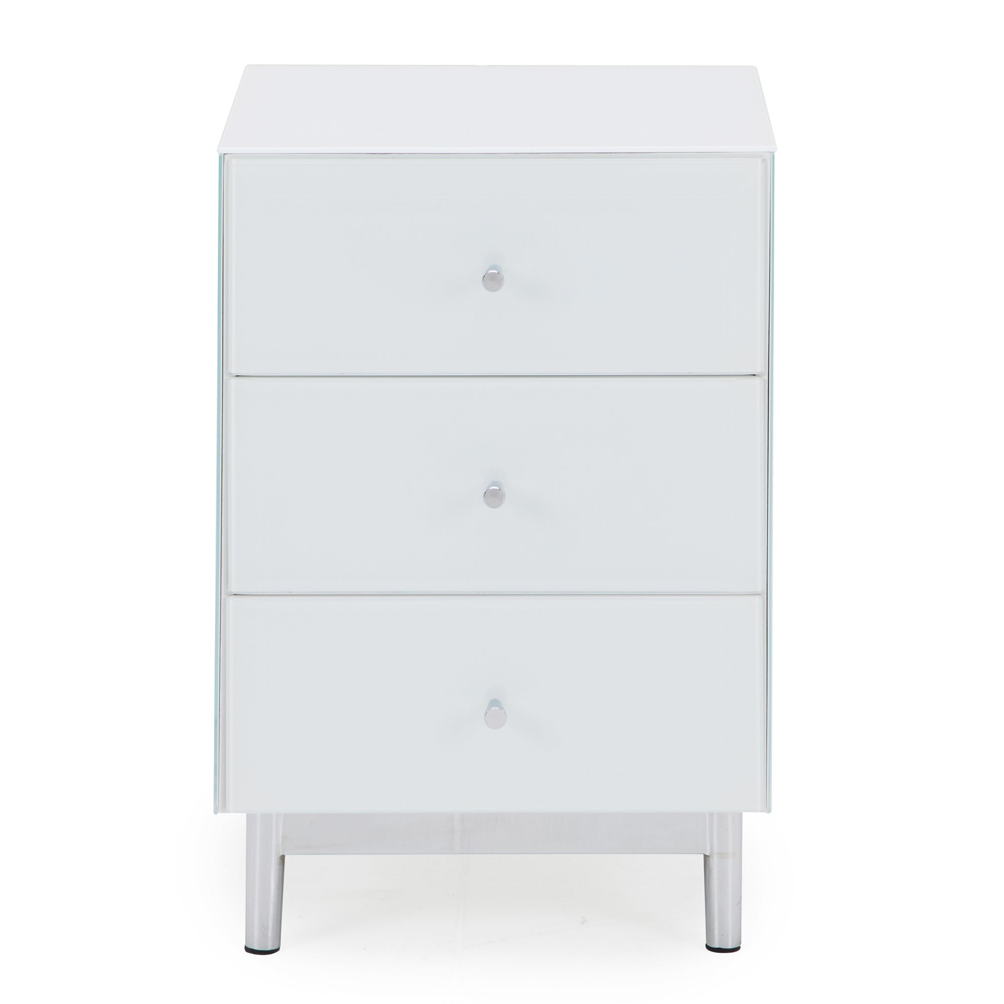 Bardoux Glass Bedside Table White