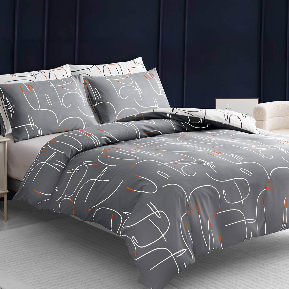 Grace Double Brushed Duvet Cover Single Supersoft with Zipper Closure in Grey