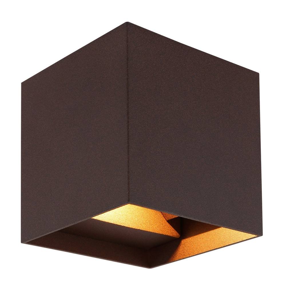 Netlighting Veronika Outdoor Up Down Wall Lamp Rust IP54 Glass 2x LED in Brown
