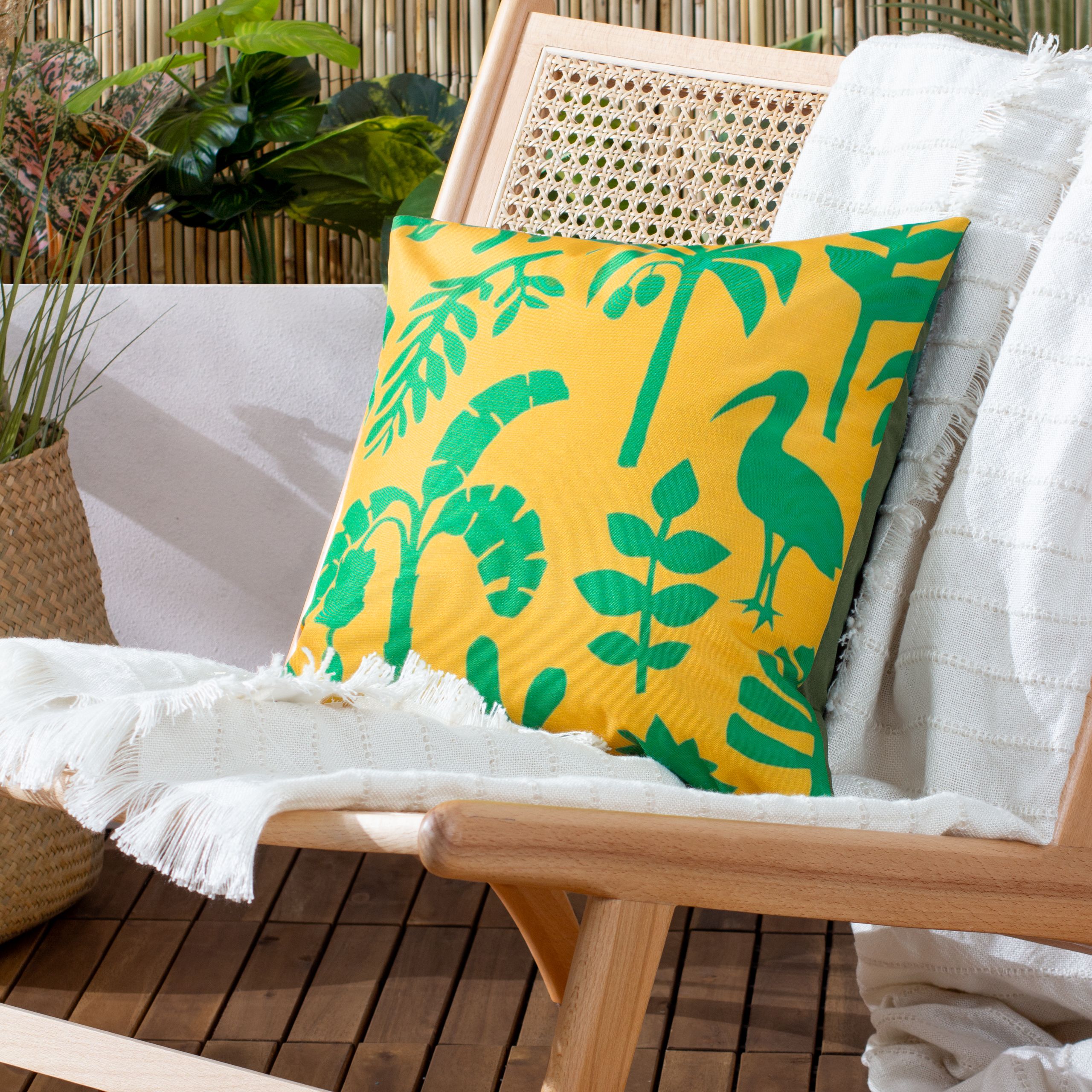 Furn Marula Tropical Water & UV Resistant Outdoor Cushion in Teal