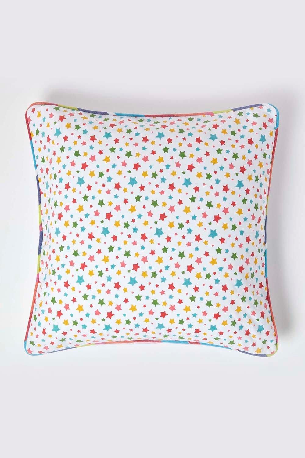 Homescapes Cotton Multi Colour Stars Cushion Cover
