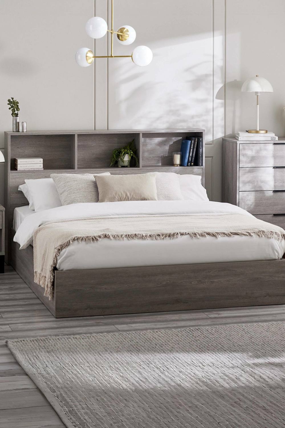 Julian Bowen Bali Bookcase Ottoman Storage Bed in Grey