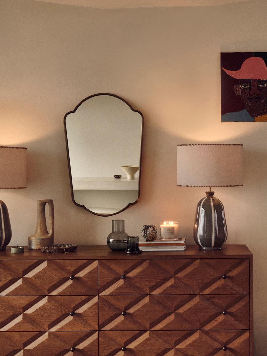 Betty Wall Mirror, Antique Brass