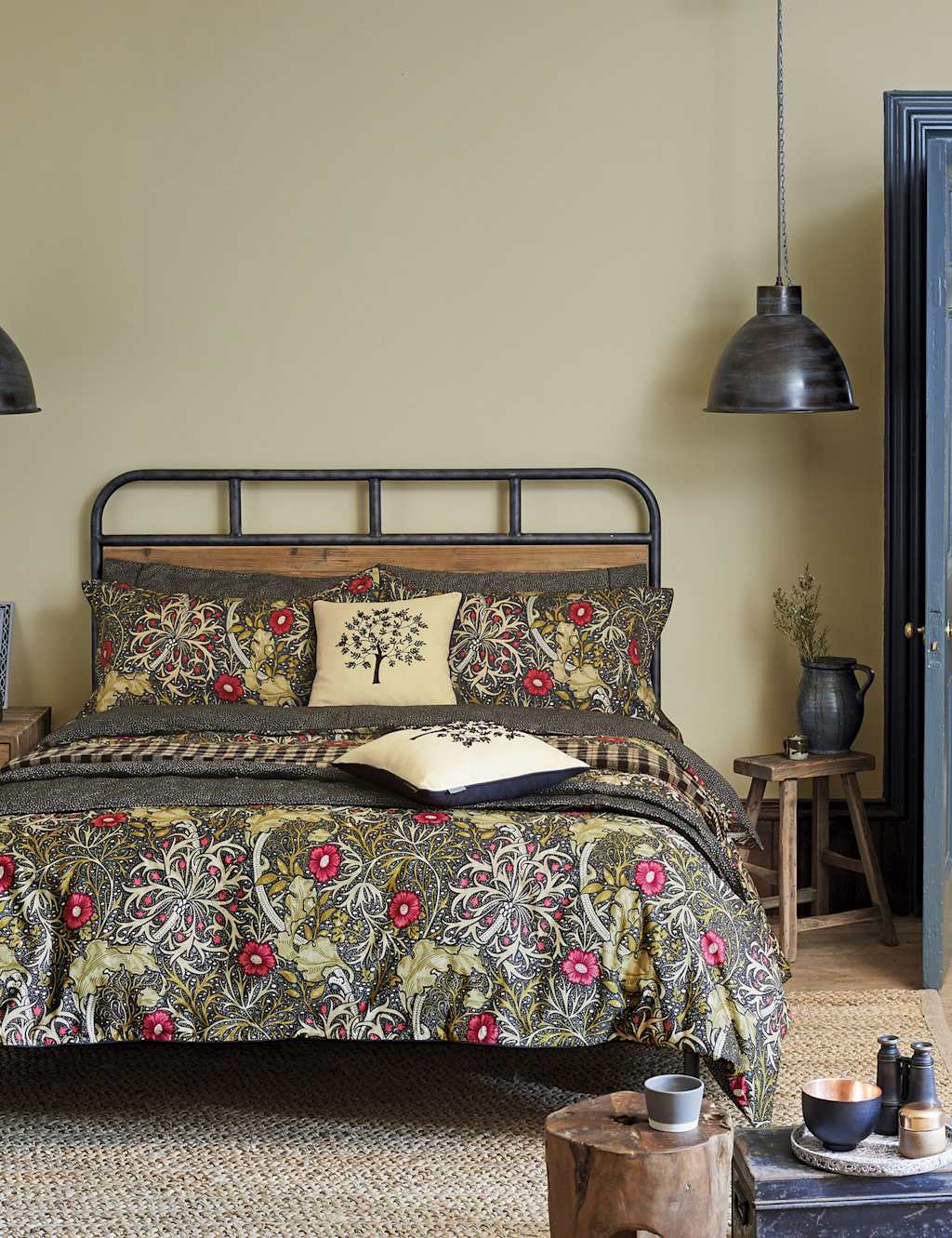 Morris & Co Pure Cotton Morris & Co Seaweed Bedding Set Black Mix