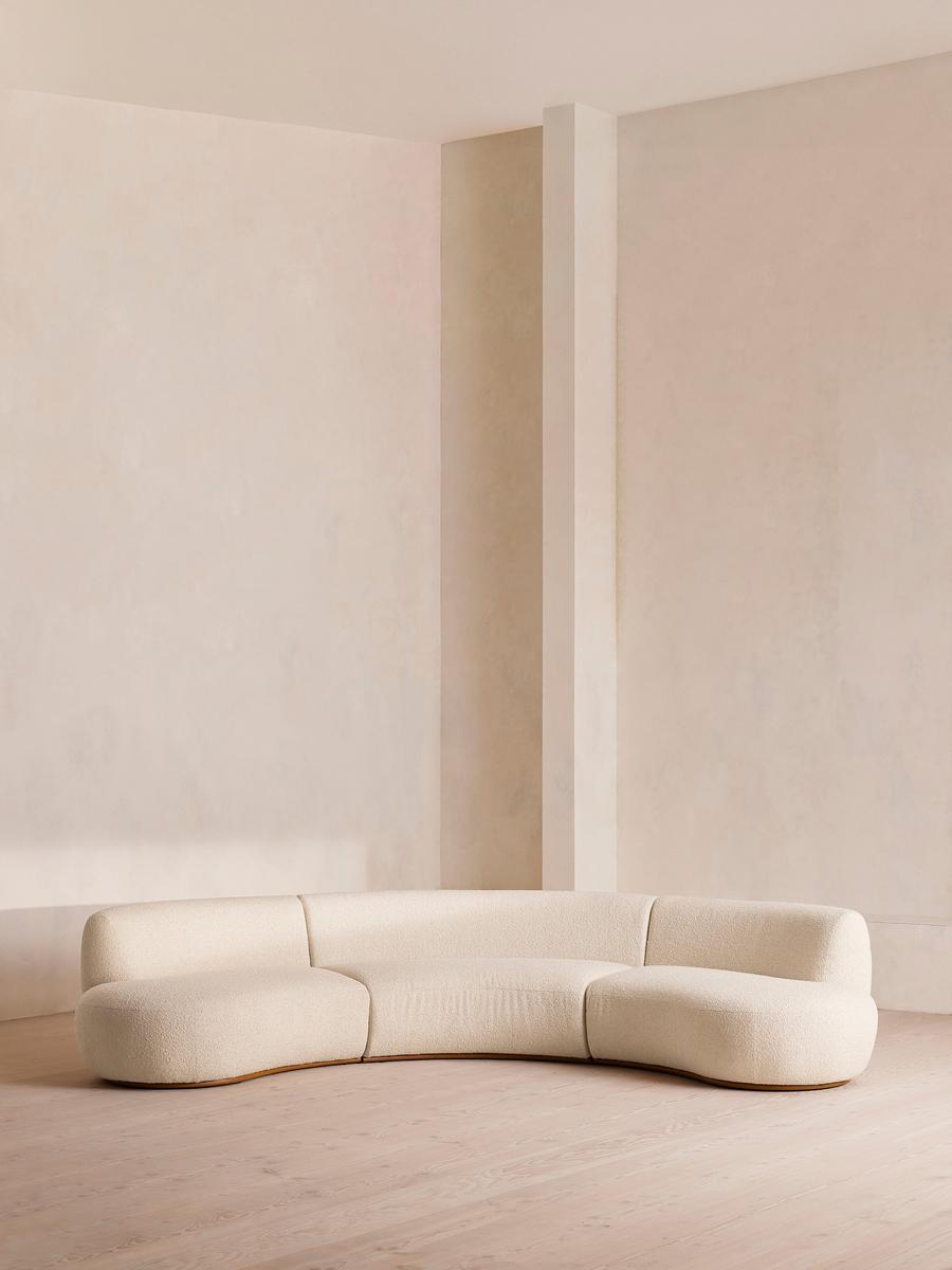 Aline Serpentine Modular Sofa, Four Seater, Natural Boucle