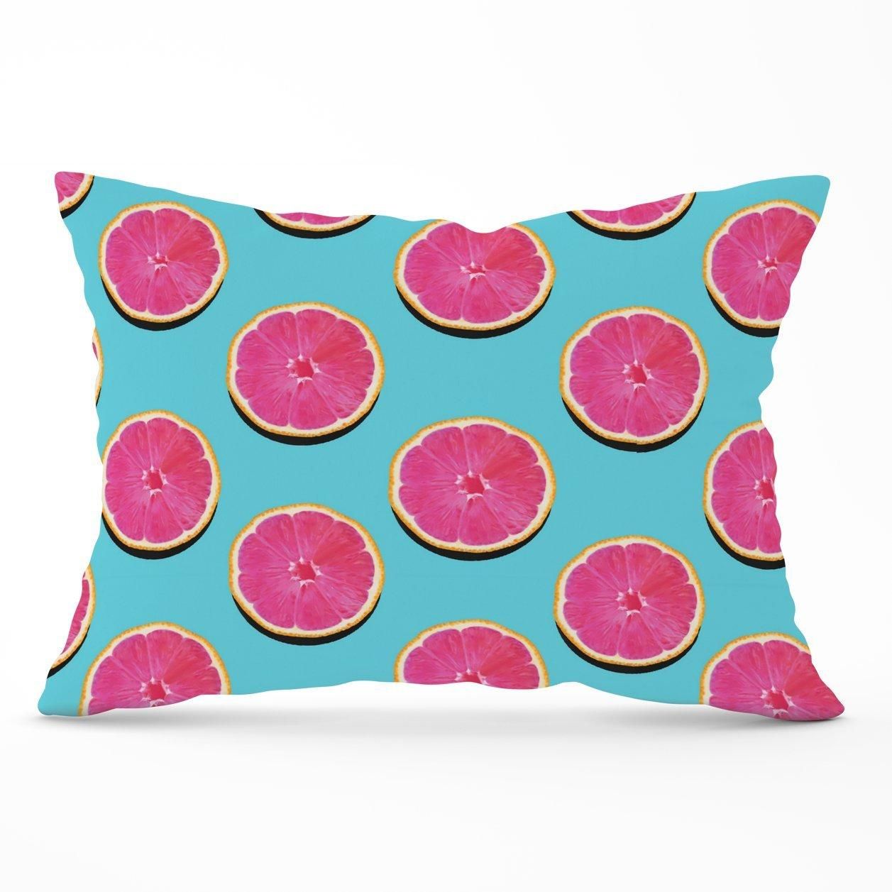 Warren Reed - Designer Fruity Pattern Of Pink Grapefruit Cushions