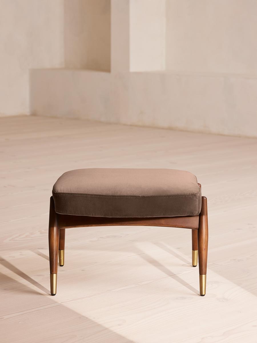 Theodore Footstool, Velvet, Taupe