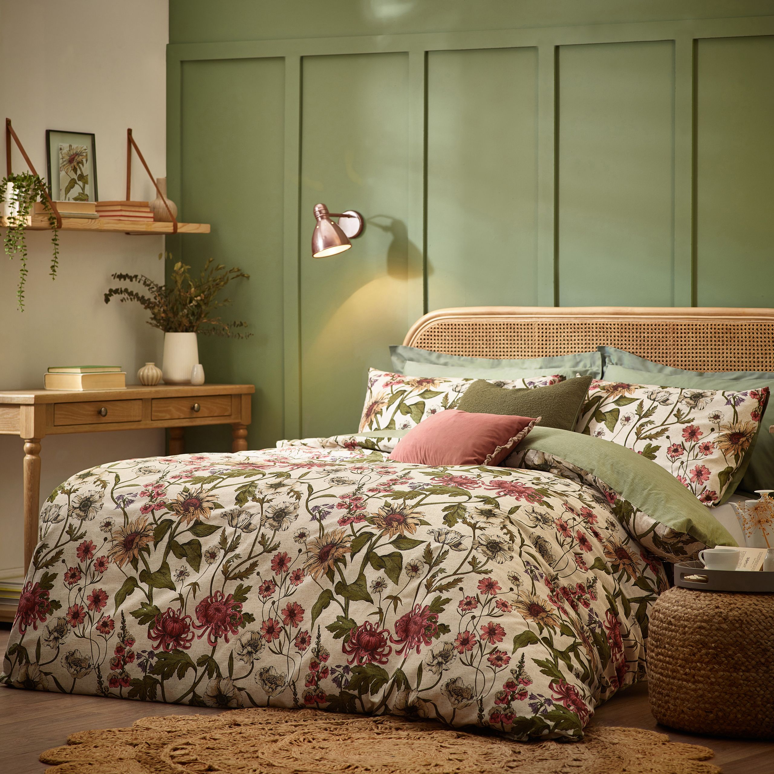 Wylder Nature Wallflower Slub Cotton Floral Duvet Cover Set in Natural