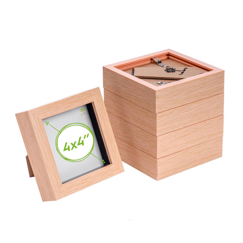 Nicola Spring 3D Box Photo Frames - 4 x 4" - Pack of 5 in Light Brown
