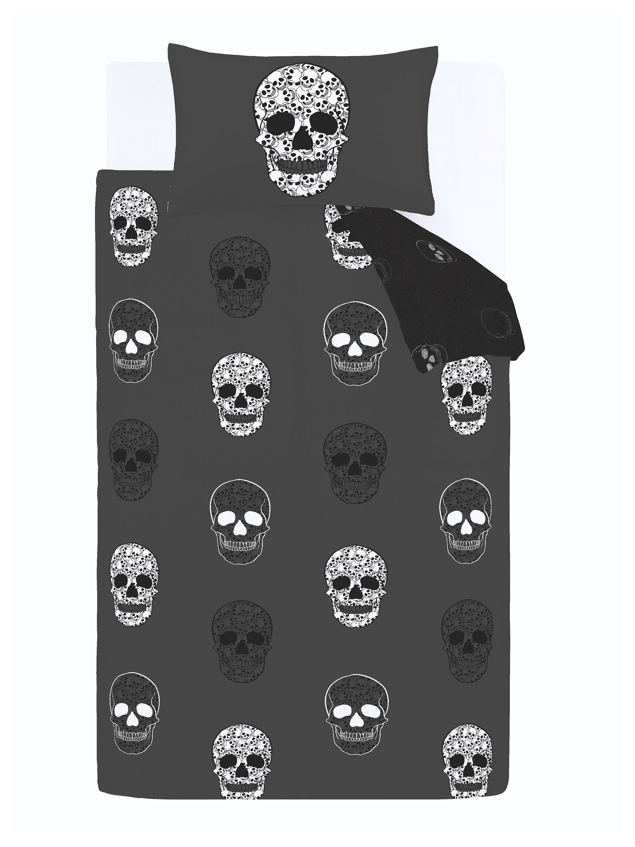 Catherine Lansfield 'Skulls' Halloween Duvet Cover Set in Grey 5