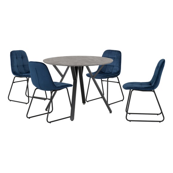 Athens 4 Seater Round Dining Table with 4 Lukas Chairs