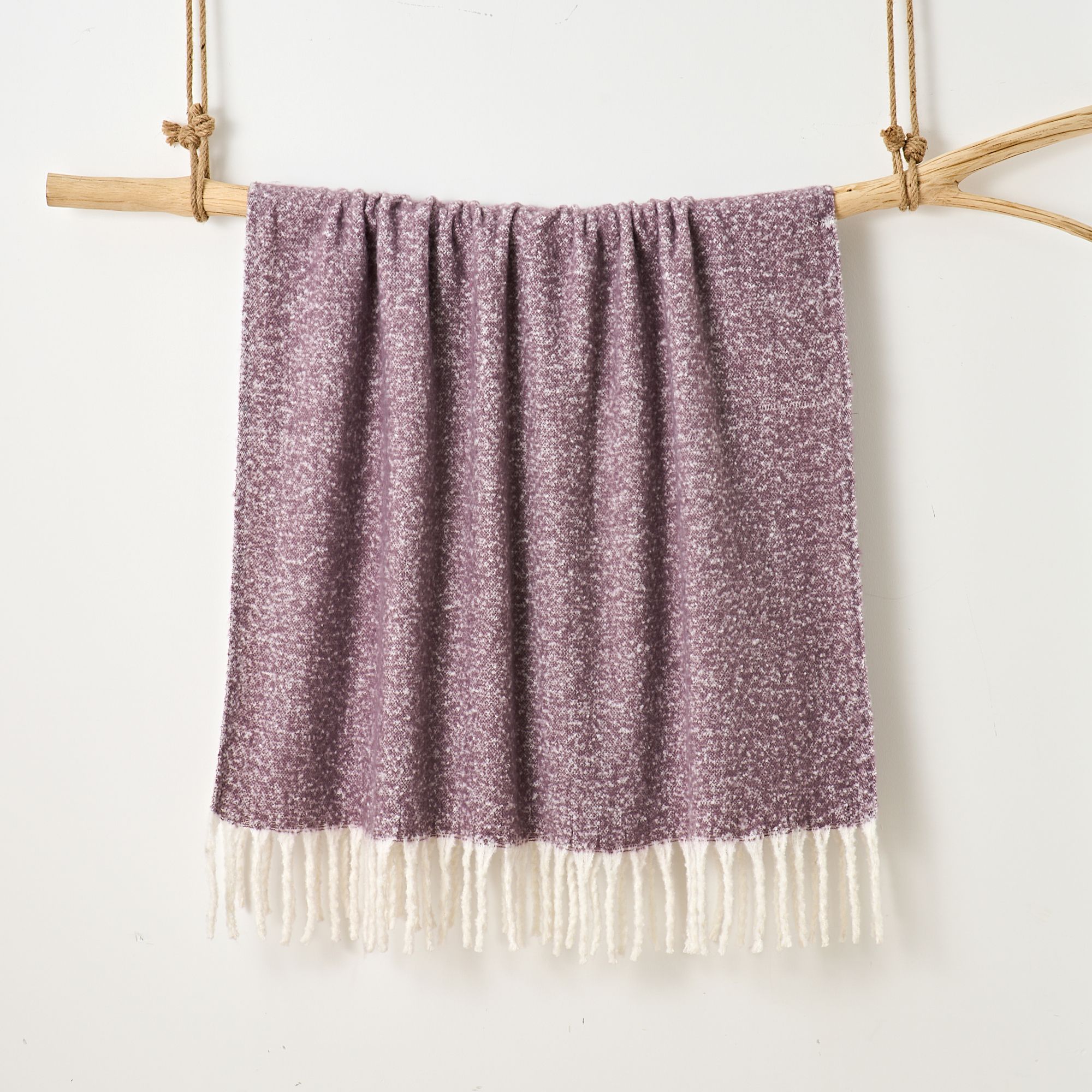 Allure Bath Fashions Aisling Super Soft Faux Fur Tasselled Sofa Throw Blanket in Purple