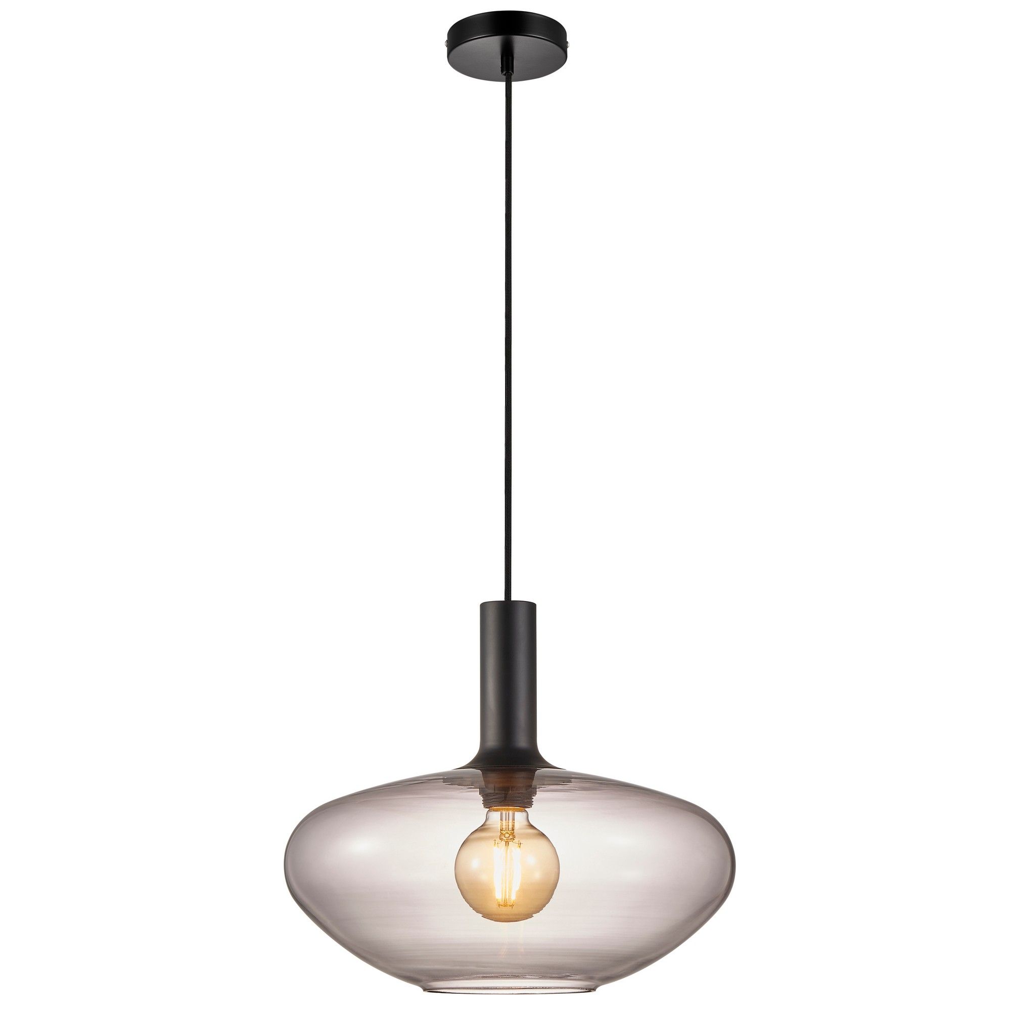 Nordlux Modern Indoor Pendant Light Black Glass E27 Hand Blown - Mains Powered, IP20