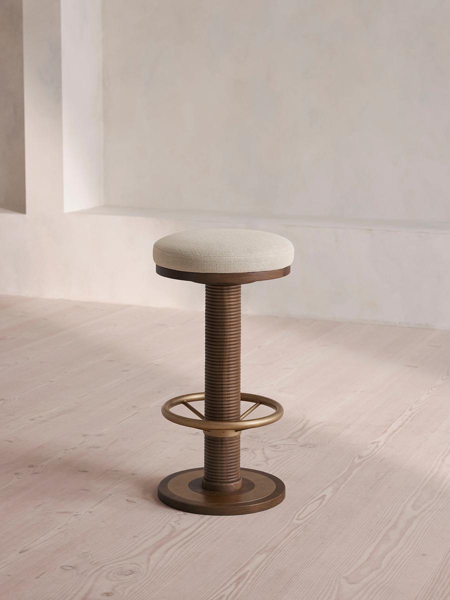 Bryden Tall Barstool, Dark Oak, Linen, Natural