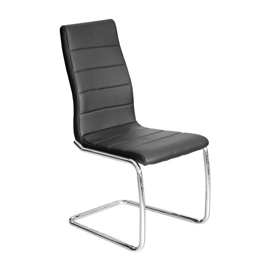 Svenska Black PU Leather Dining Chair With Chrome Legs
