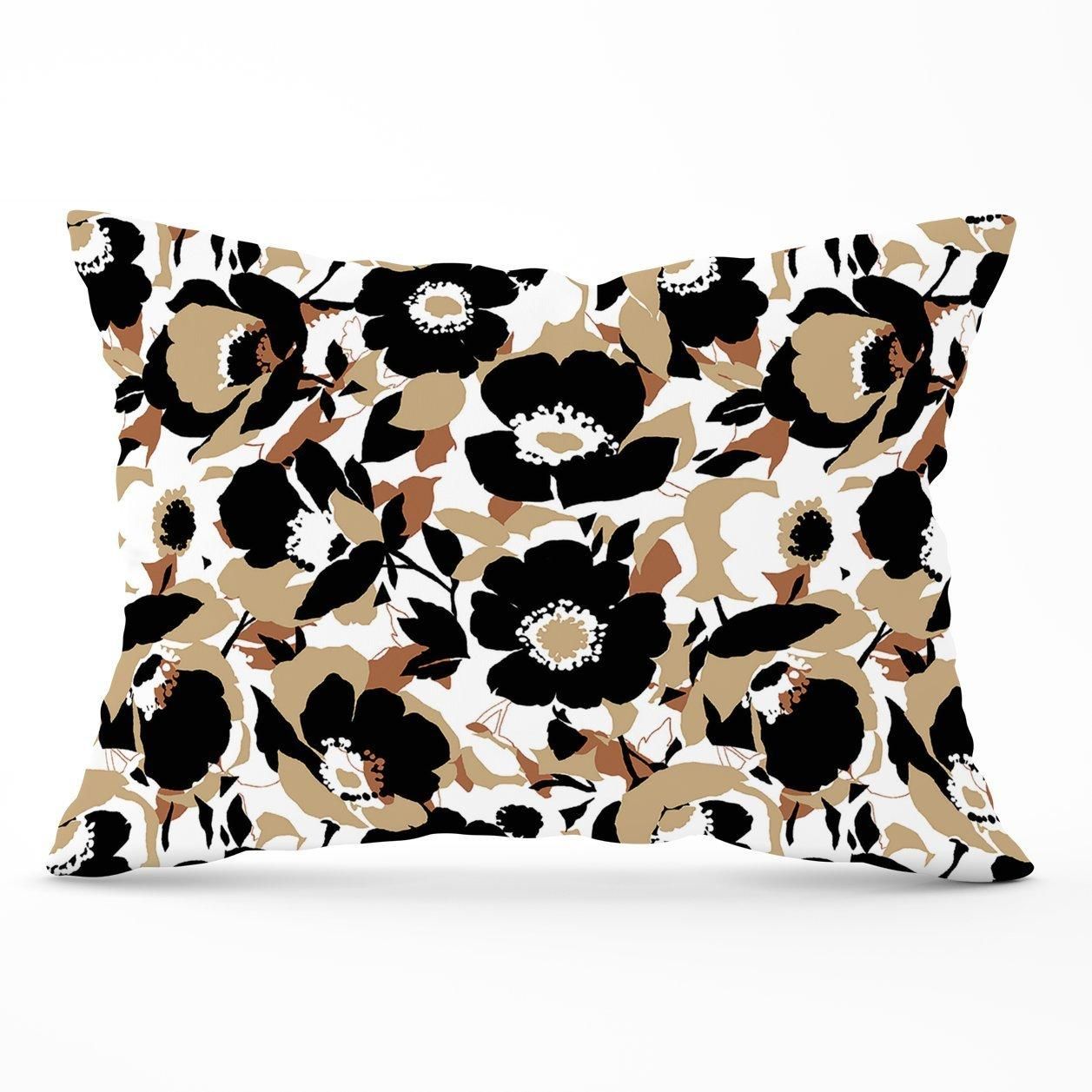 Warren Reed - Designer Modern Flower Pattern Cushions in Brown