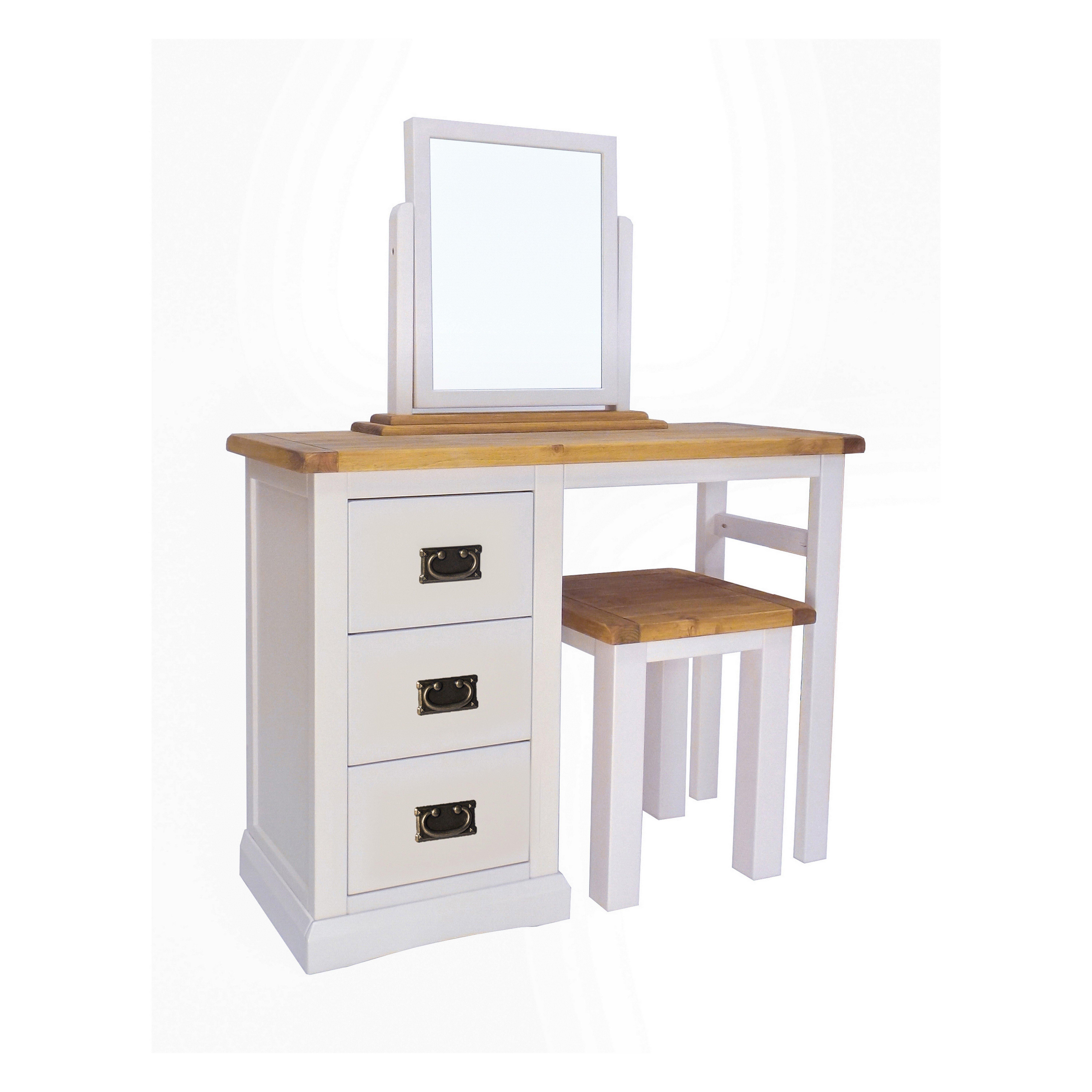 Cabinet Bits Loreo 3 Drawer Dressing Table Set Brass Drop Handle in Light Grey