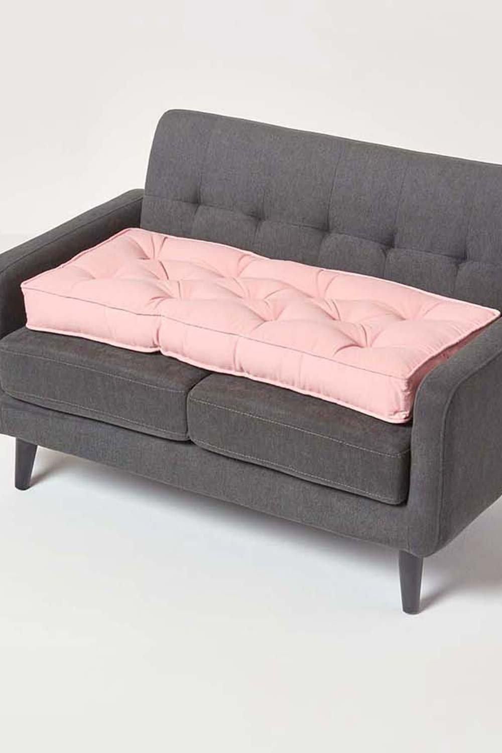 Homescapes Cotton 2 Seater Booster Cushion in Pink