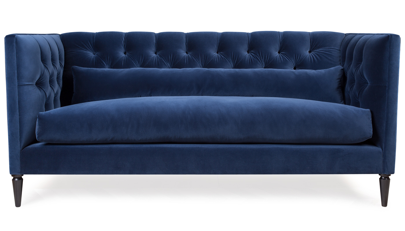 Heal's Balmoral 3 Seater Sofa Velvet Midnight Walnut Feet