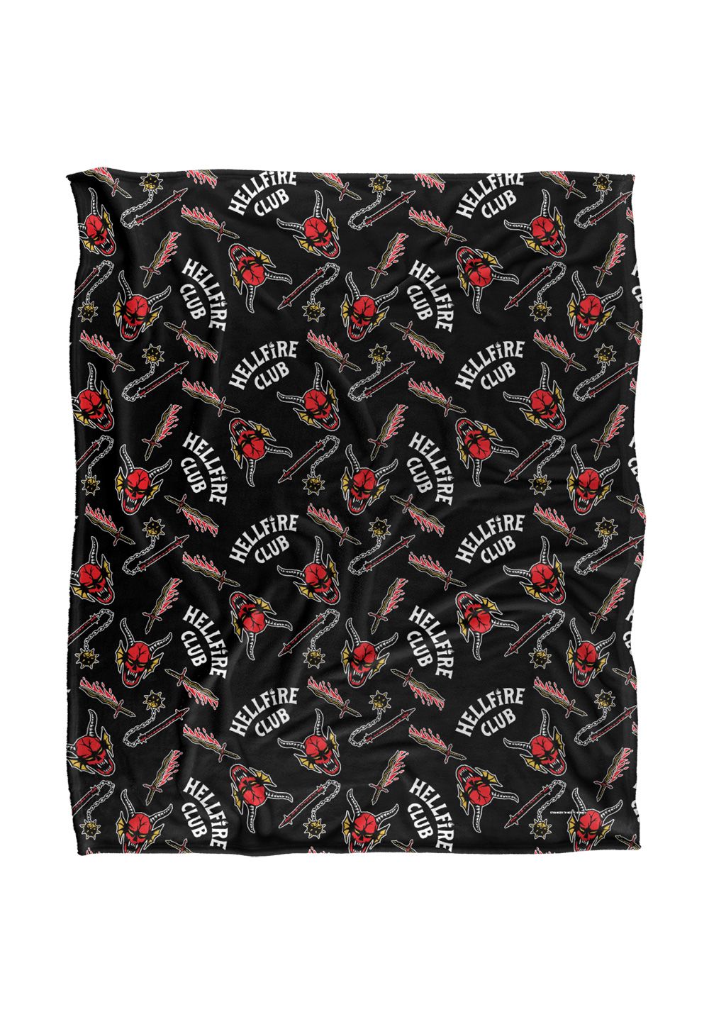 Stranger Things Hellfire Club Pattern Officially Licensed Silky Touch Super Soft Throw Blanket 152 x 127 cm in White