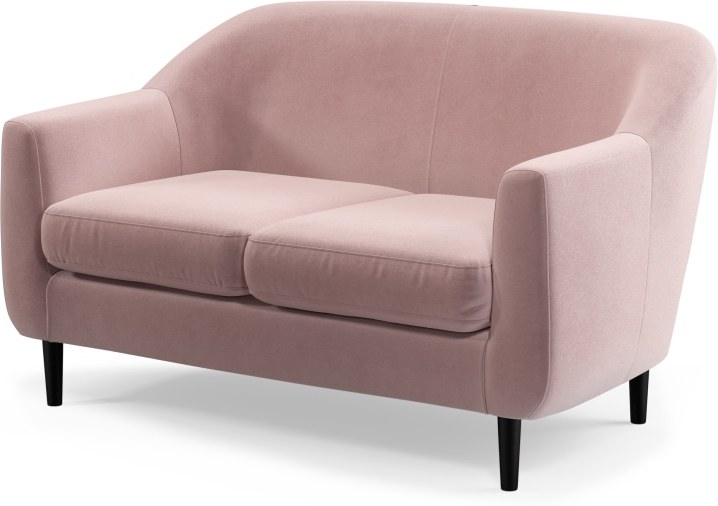 Custom MADE Tubby 2 Seater Sofa, Heather Pink Velvet with Black Wood Leg