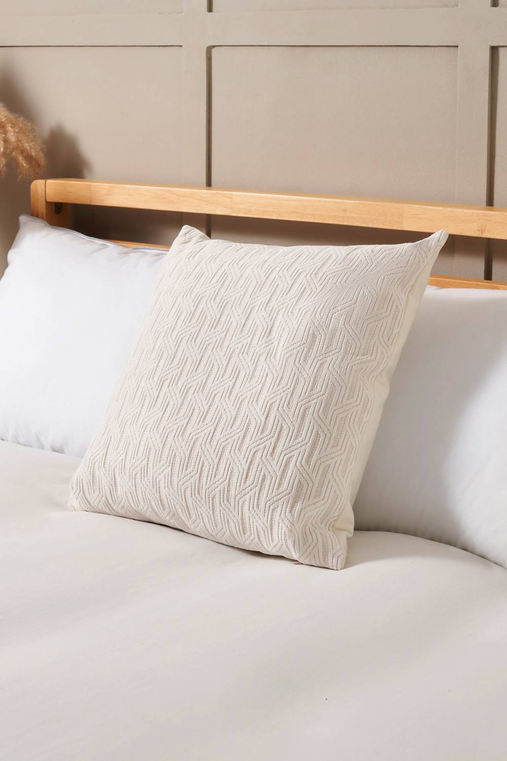 BHS Geo Cushion with Lurex Yarn in Off-White