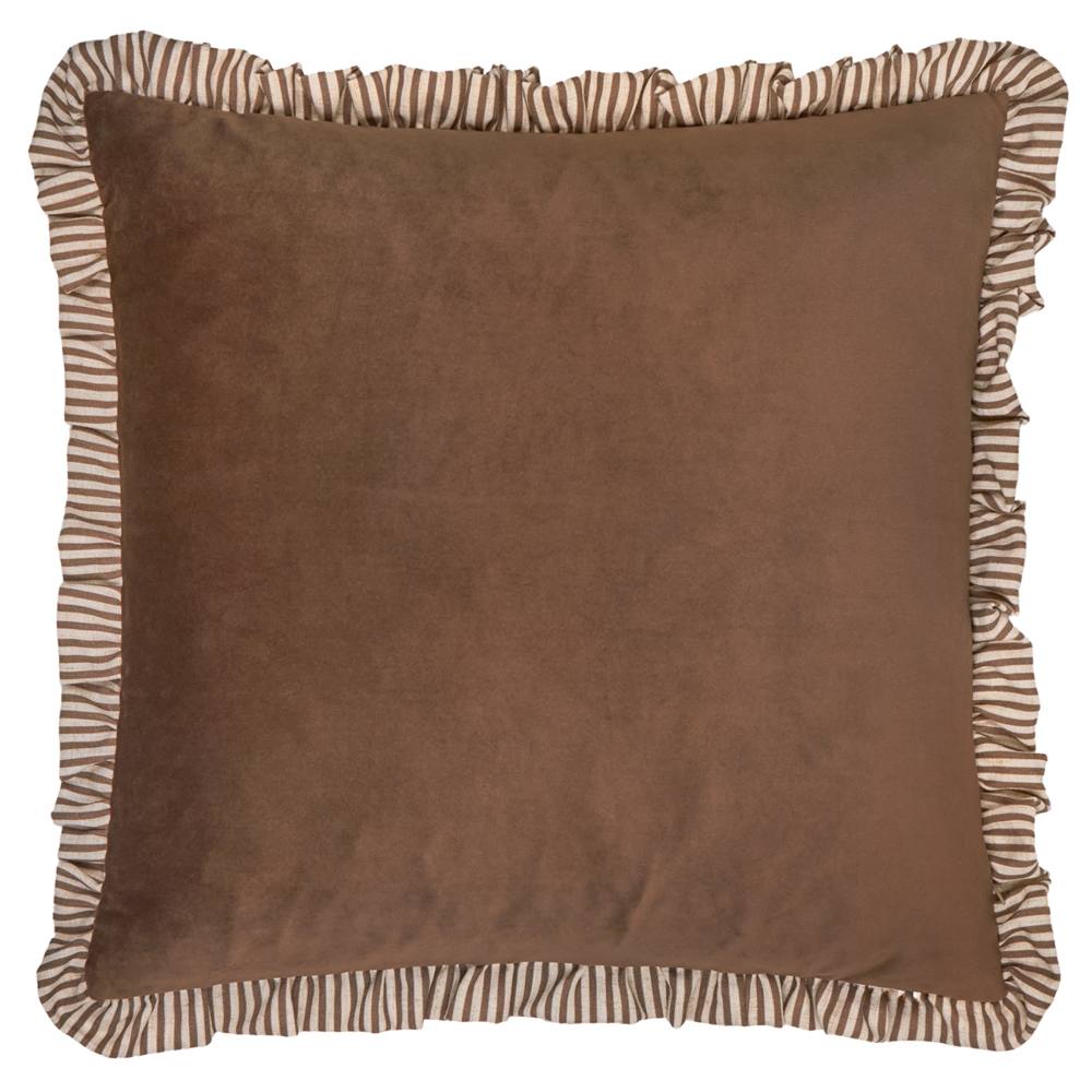 Wylder Solene Ruffle Matte Velvet Cushion in Brown