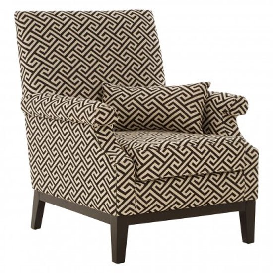 Trento Fabric Upholstered Armchair In Beige And Black
