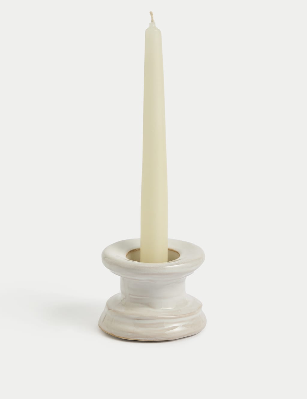M&S Ceramic Dinner Candle & Tealight Holder White