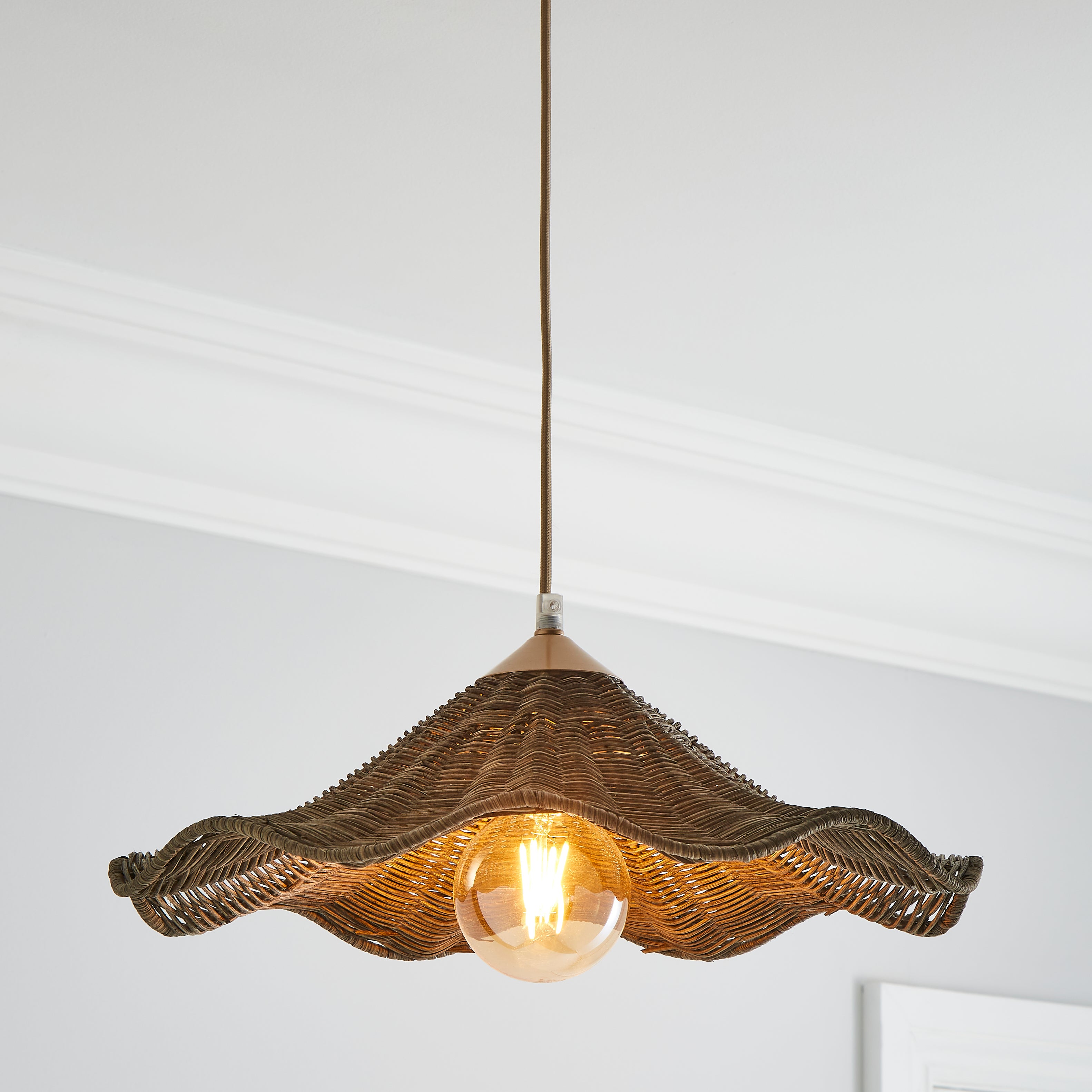 Churchgate Peckleton 1 Light Wicker Pendant Fitting Brown