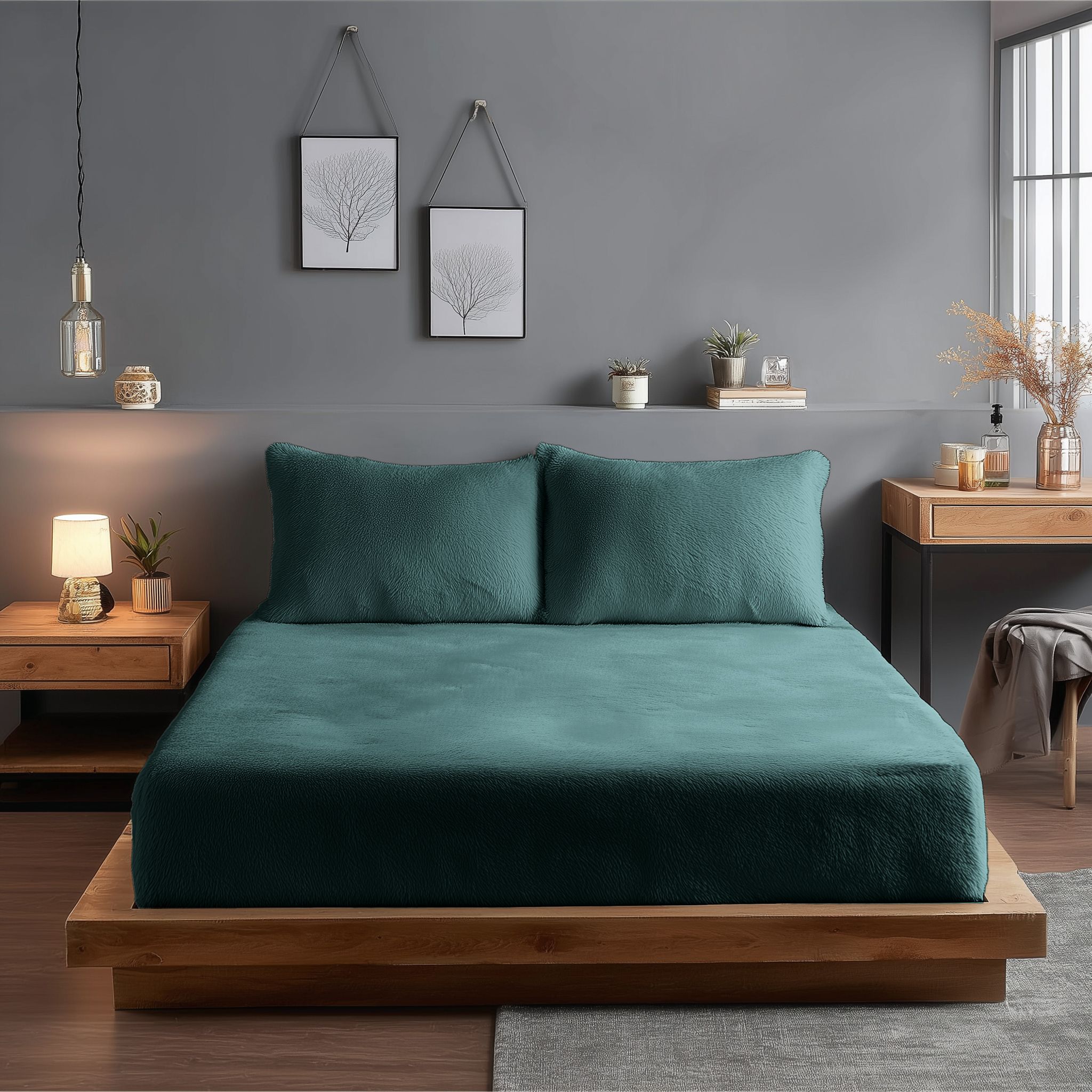 Snug City Teddy Fitted Sheet 30cm Extra Deep Soft Cuddly Soft Touch Bedding in Teal