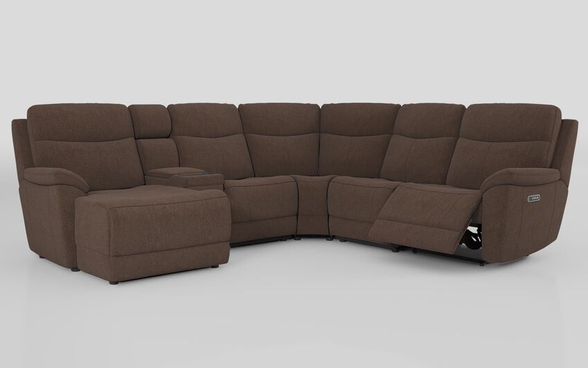Brown Fabric Eldwick 3 Corner 3 Left Hand Facing Power Right Hand Facing Console & Chaise Sofa