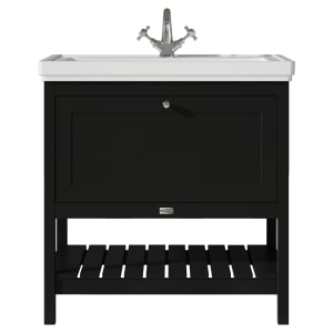 Bayswater Hartleigh Matt Black Traditional Freestanding Vanity Unit & 1 Tap Hole Traditional Recessed Basin - 800mm