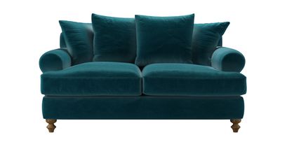 Teddy 2 Seat Sofa Bed in Deep Turquoise Cotton Matt Velvet - sofa.com