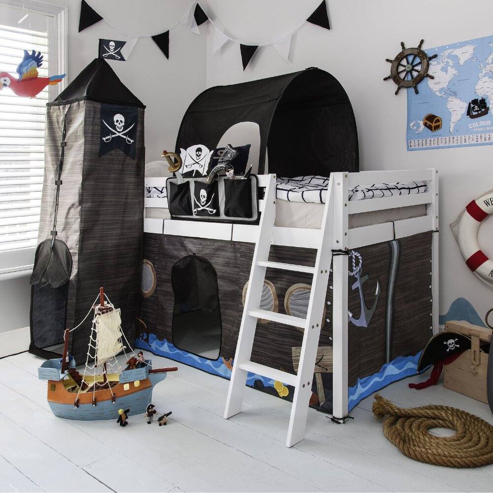 Nöa and Nani Moro Cabin Bed Midsleeper with Pirate Hideaway Package in White