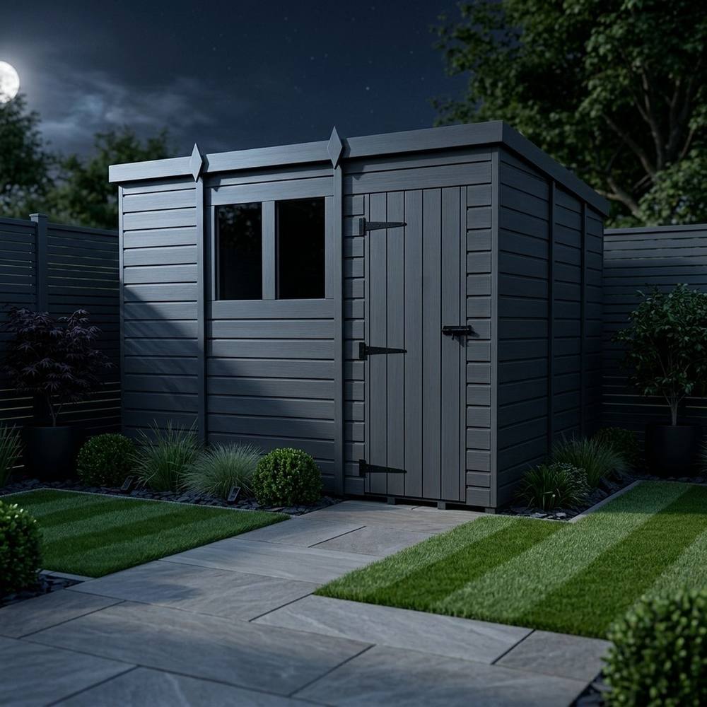 Buttercup Farm 11ft x 9ft Composite Pent Garden Shed Single Door With Windows - Grey 3