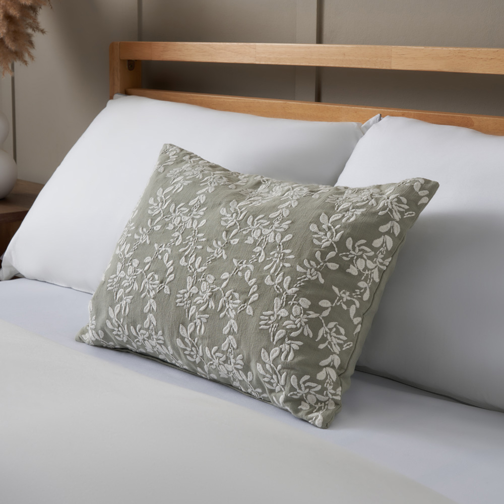 Rustic Floral Cushion, Sage