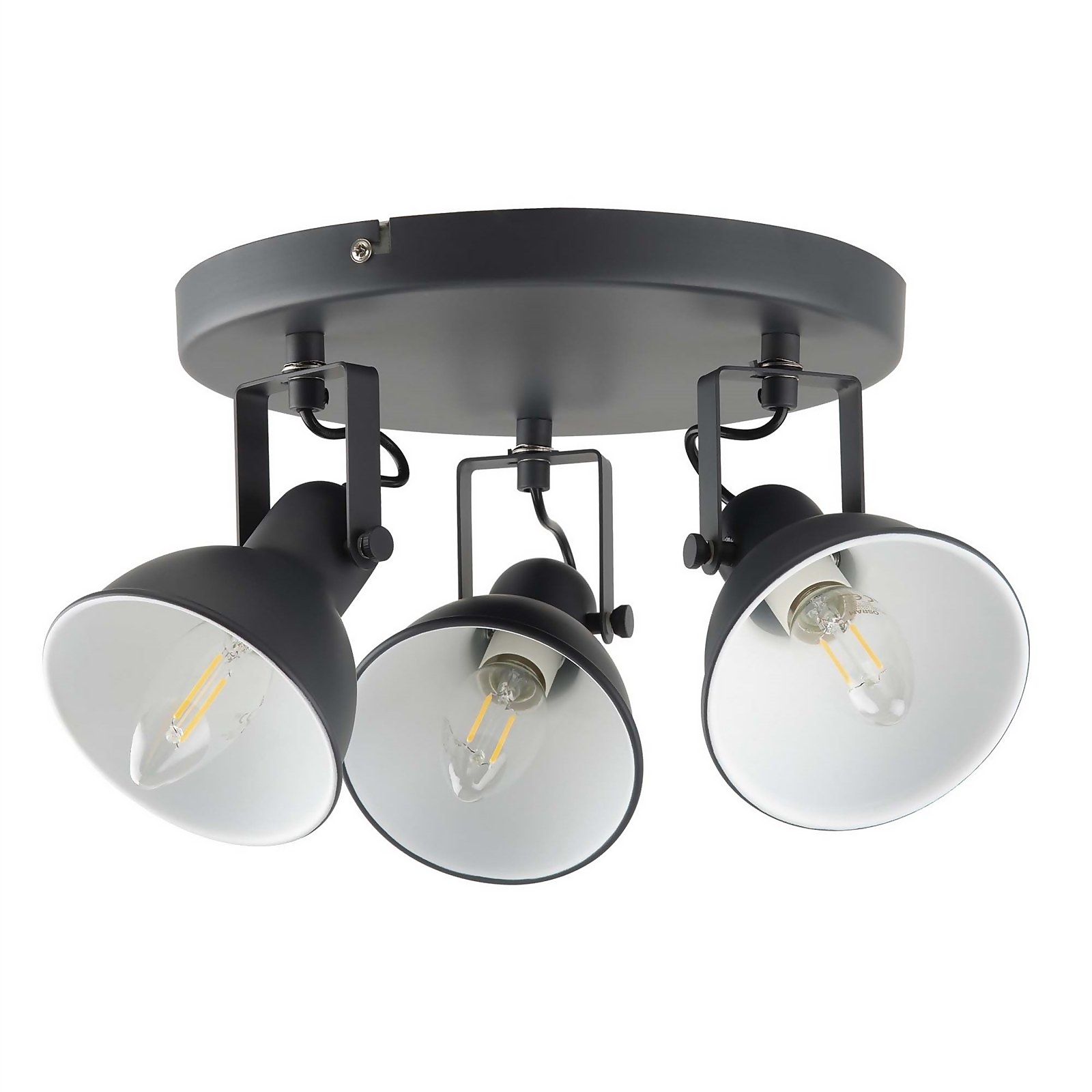 Alfie 3 Lamp Spotlight, Plate, Grey