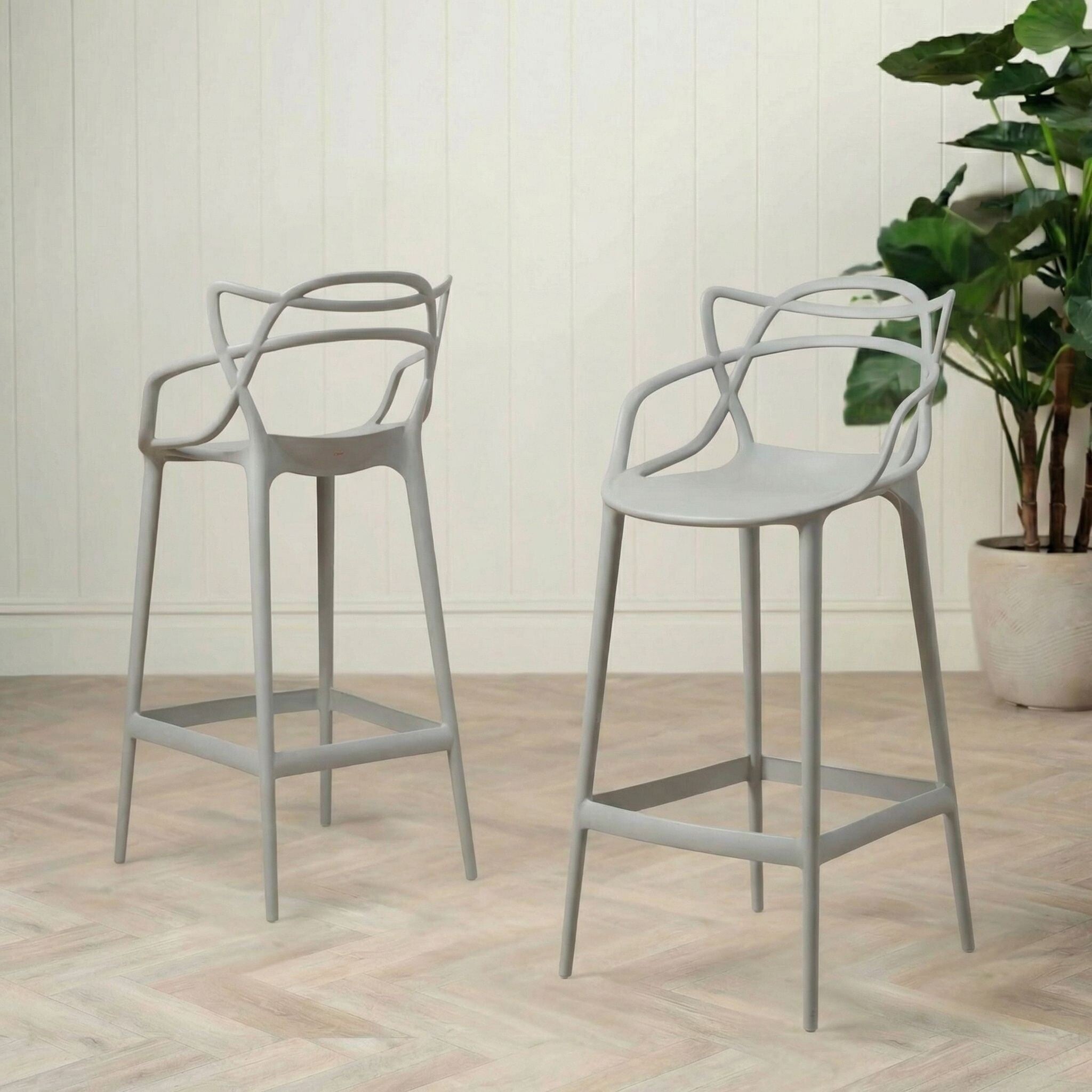 Kartell Masters Low Dining Stool 65cm, Grey Plastic | Barker & Stonehouse