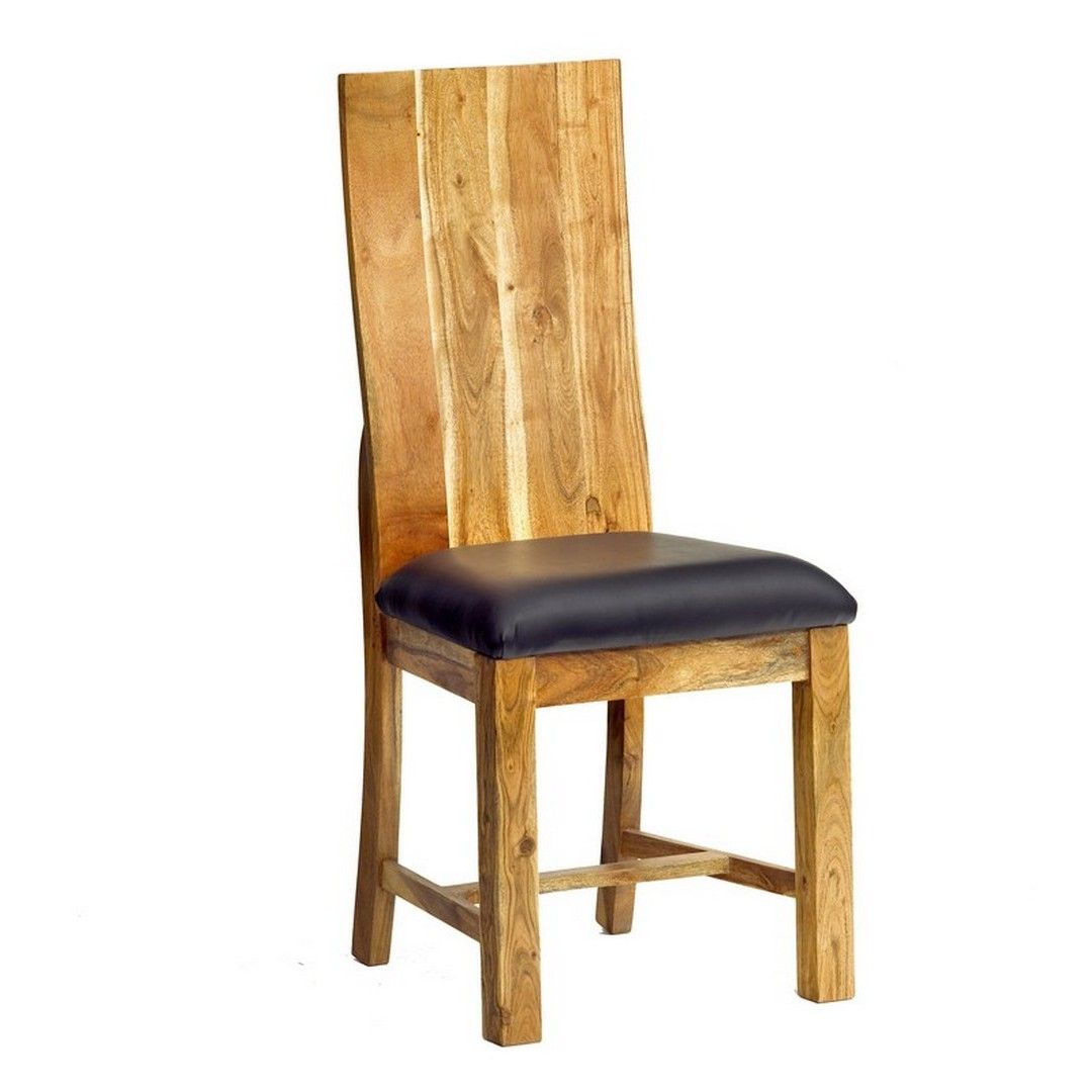 Indian Hub Dining Chair Matching Metropolis Industrial (Set of 2) - Metal/Acacia Solid Wood - L50 x W46 x H105 cm in Brown