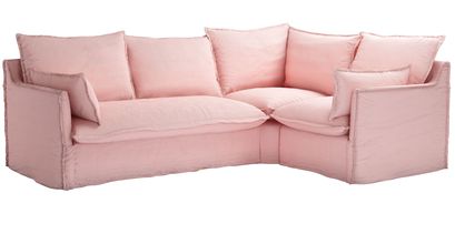 Isaac Asym: LHF 2 Seat Sofabed w RHF Single in Rhubarb Smart Cotton - sofa.com