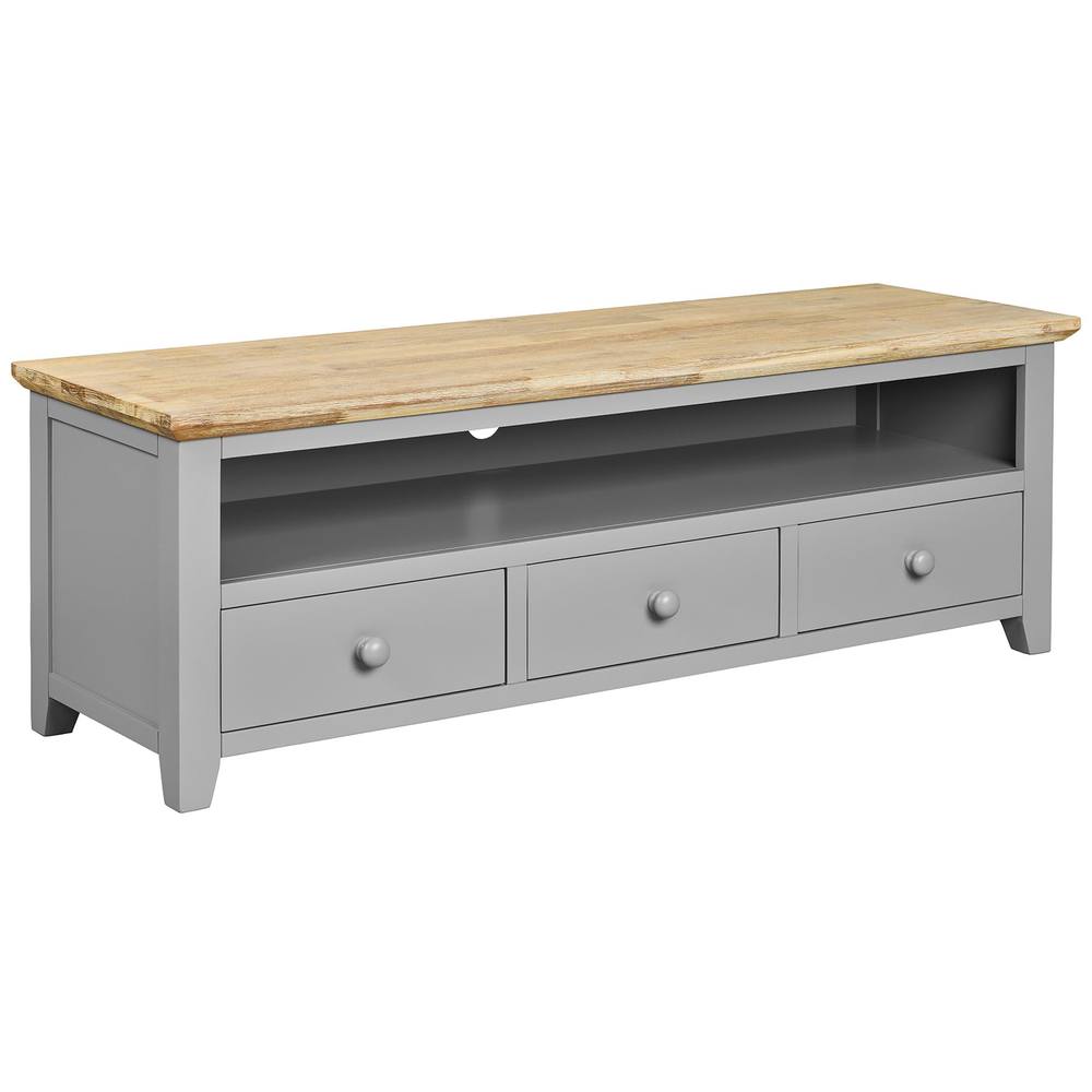 Statement Furniture Florence Large TV Stand with 3 Drawers & Shelf in Light Grey
