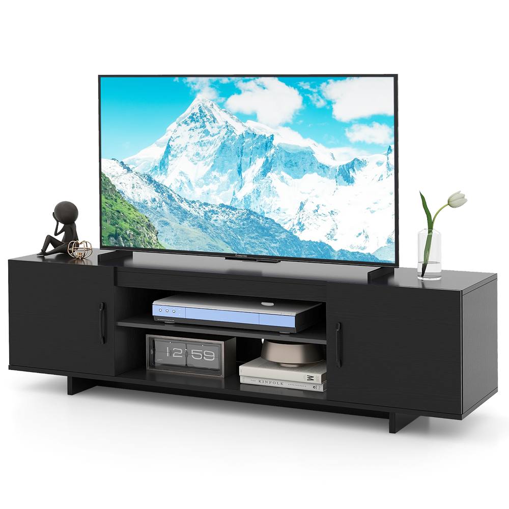 Costway TV Stand for TVs up to 70 Inches Entertainment Center w/Power Outlet in Black
