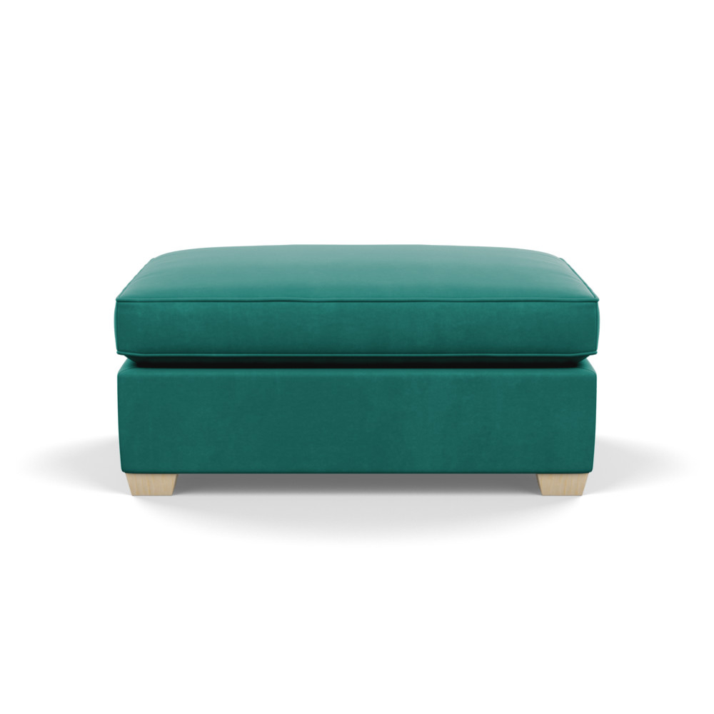 Heal's Torino Footstool Smart Velvet Green Natural Ash Feet