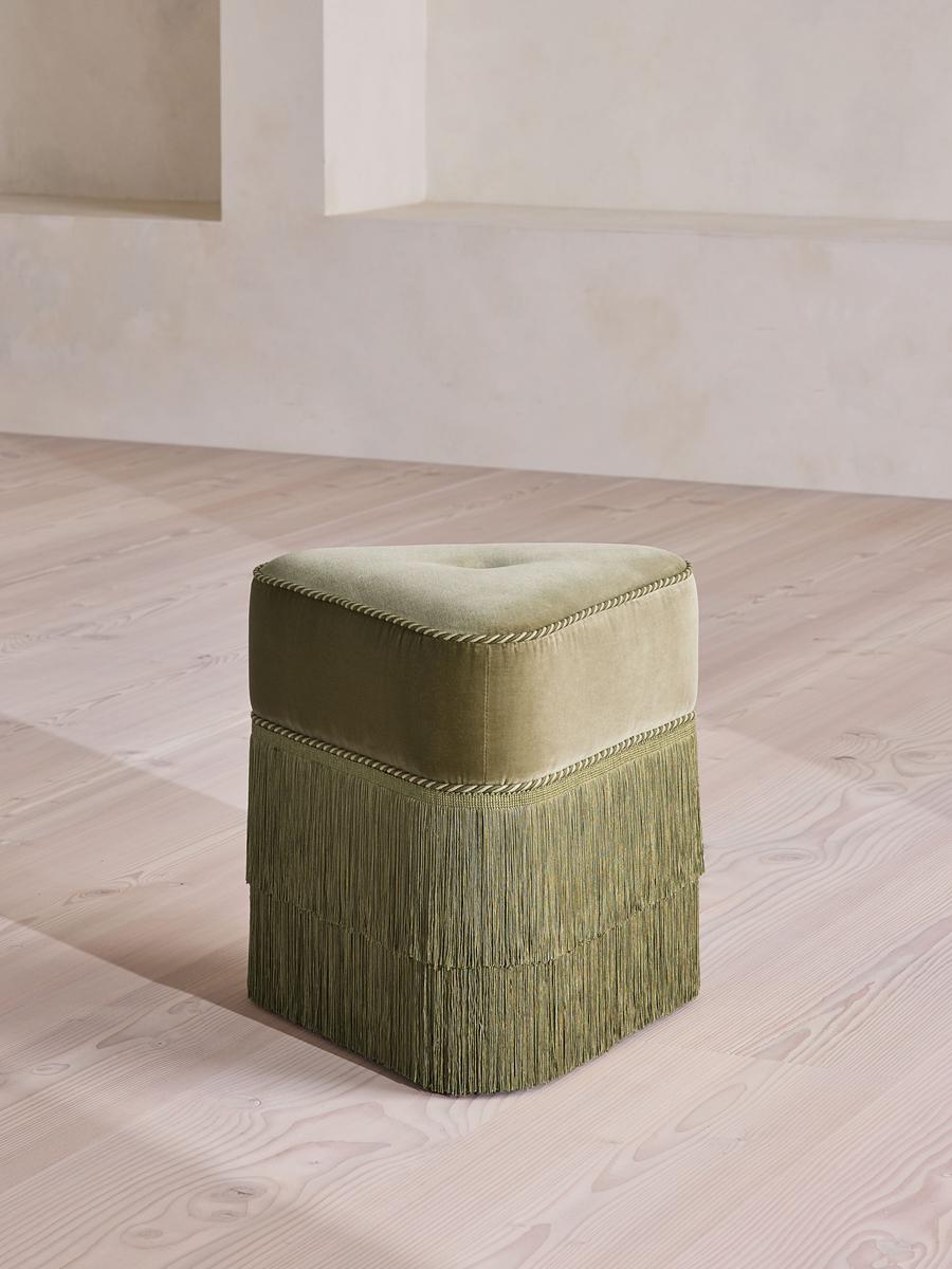 Marta Footstool, Velvet, Lichen