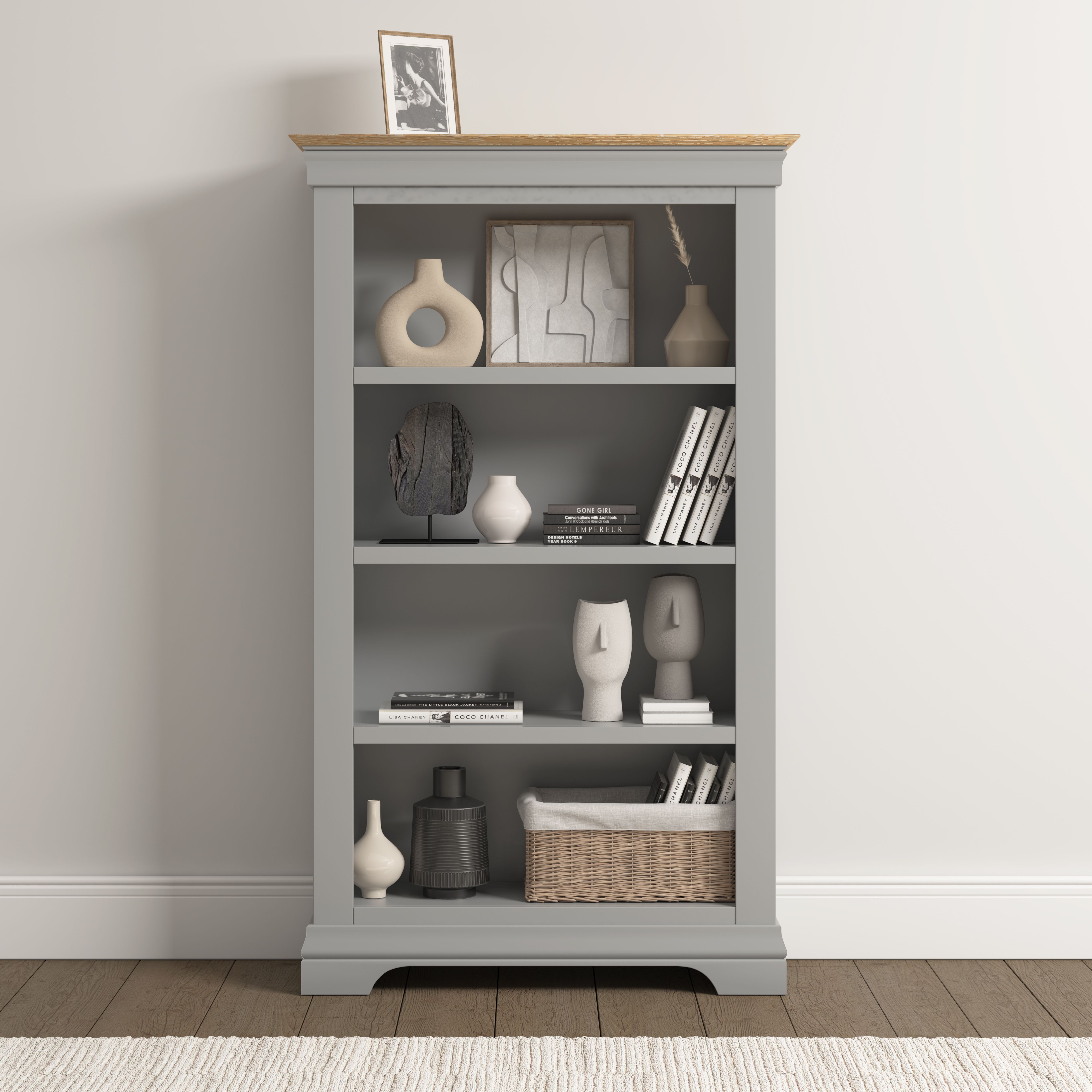 Seconique Bordeaux Bookcase (Fully Assembled) in Light Grey