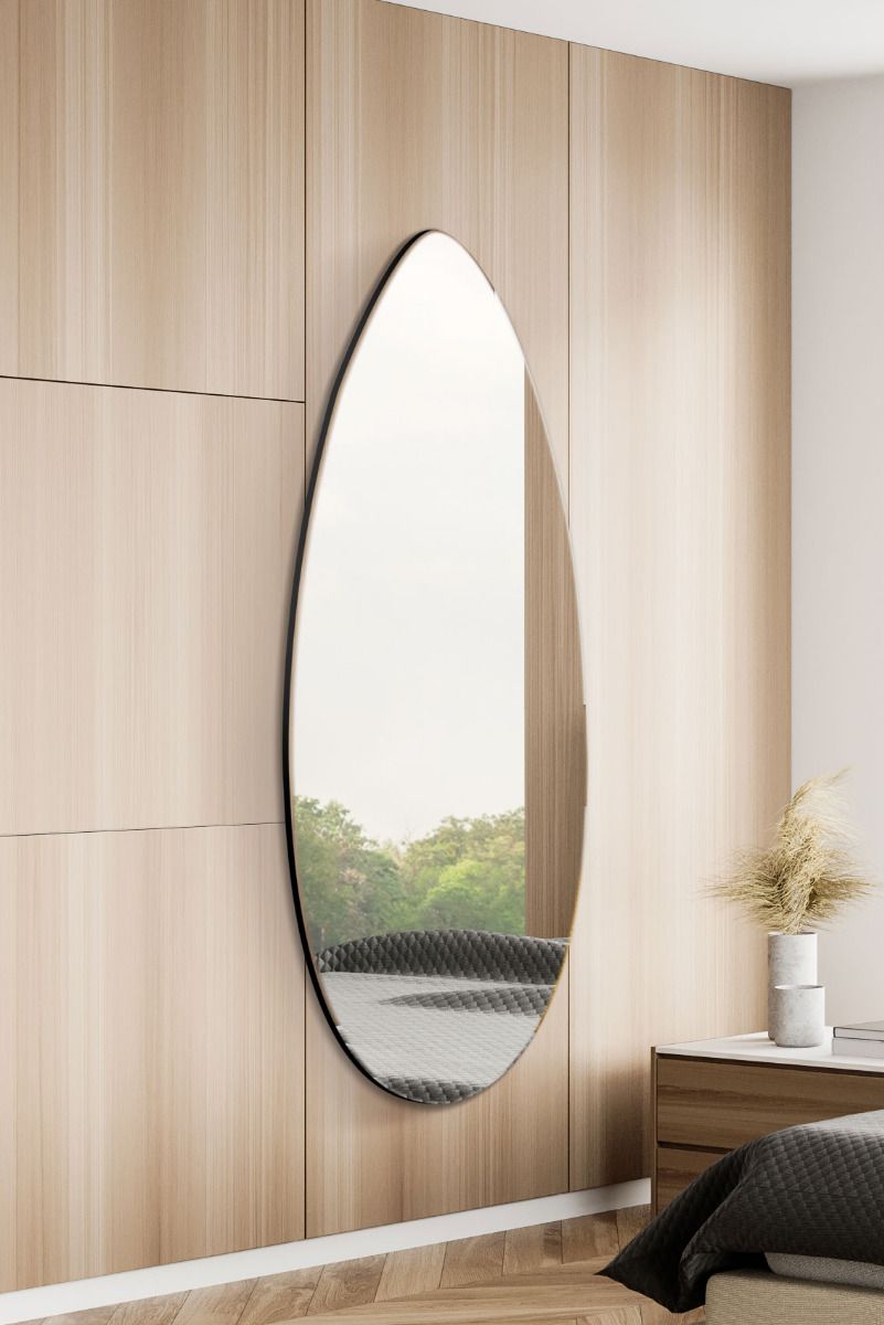 MirrorOutlet The Tear Drop - Frameless Glass Wall Mirror 63" X 24" (160CM X 60CM) in Silver