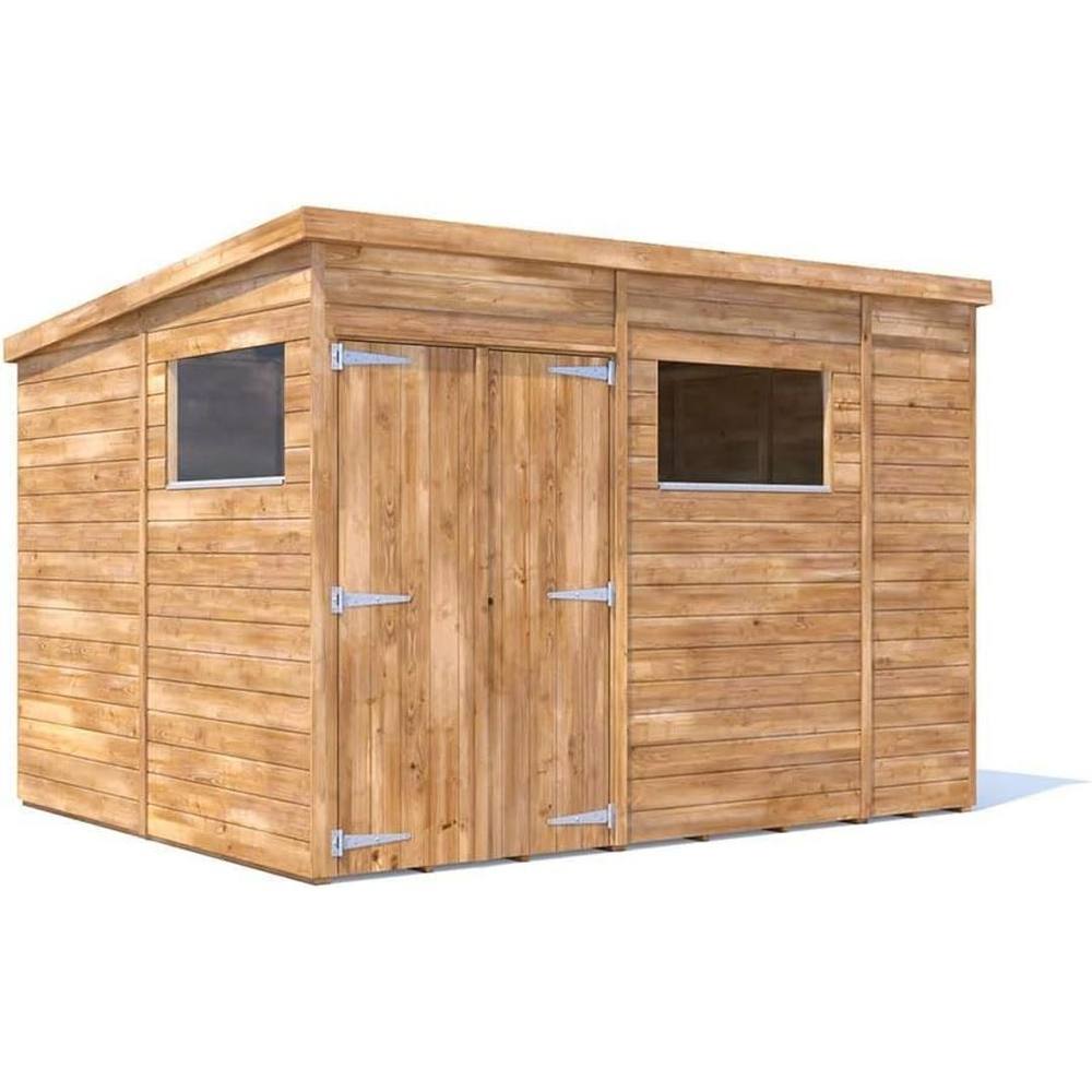 Dunster House Wooden Shed 3 x 2.4m (10' x 8') 15mm Pent Window - Overlord Modular in Brown
